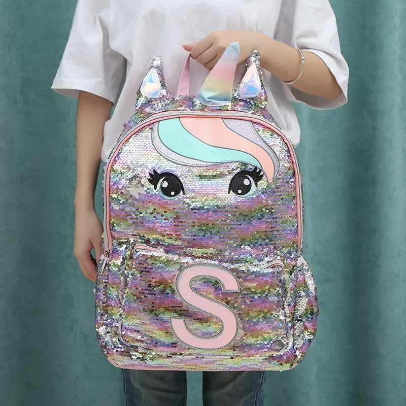 Детский Школьный рюкзак с единорогом и блестками для девочек-подростков, милые Мультяшные большие ранцы от AliExpress RU&CIS NEW