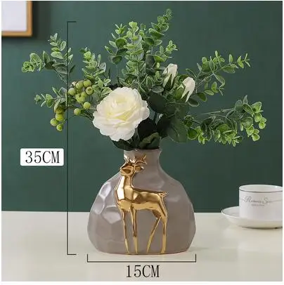 

Modern deer carved ceramic vase, home office restaurant and bar desktop decorations, wedding Christmas decoration gifts