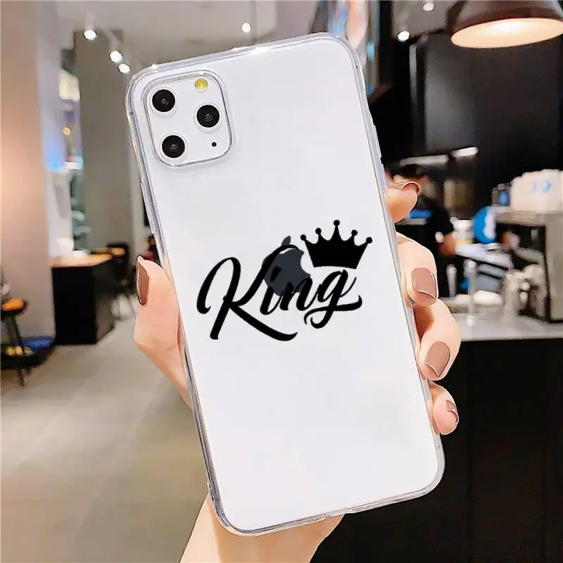 

Princess Queen King crown Phone Case Transparent for iPhone 6 7 8 11 12 s mini pro X XS XR MAX Plus