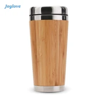joylove bamboo coffee cup stainless steel coffee travel mug with leak proof cover insulated coffee accompanying cup reusable cup