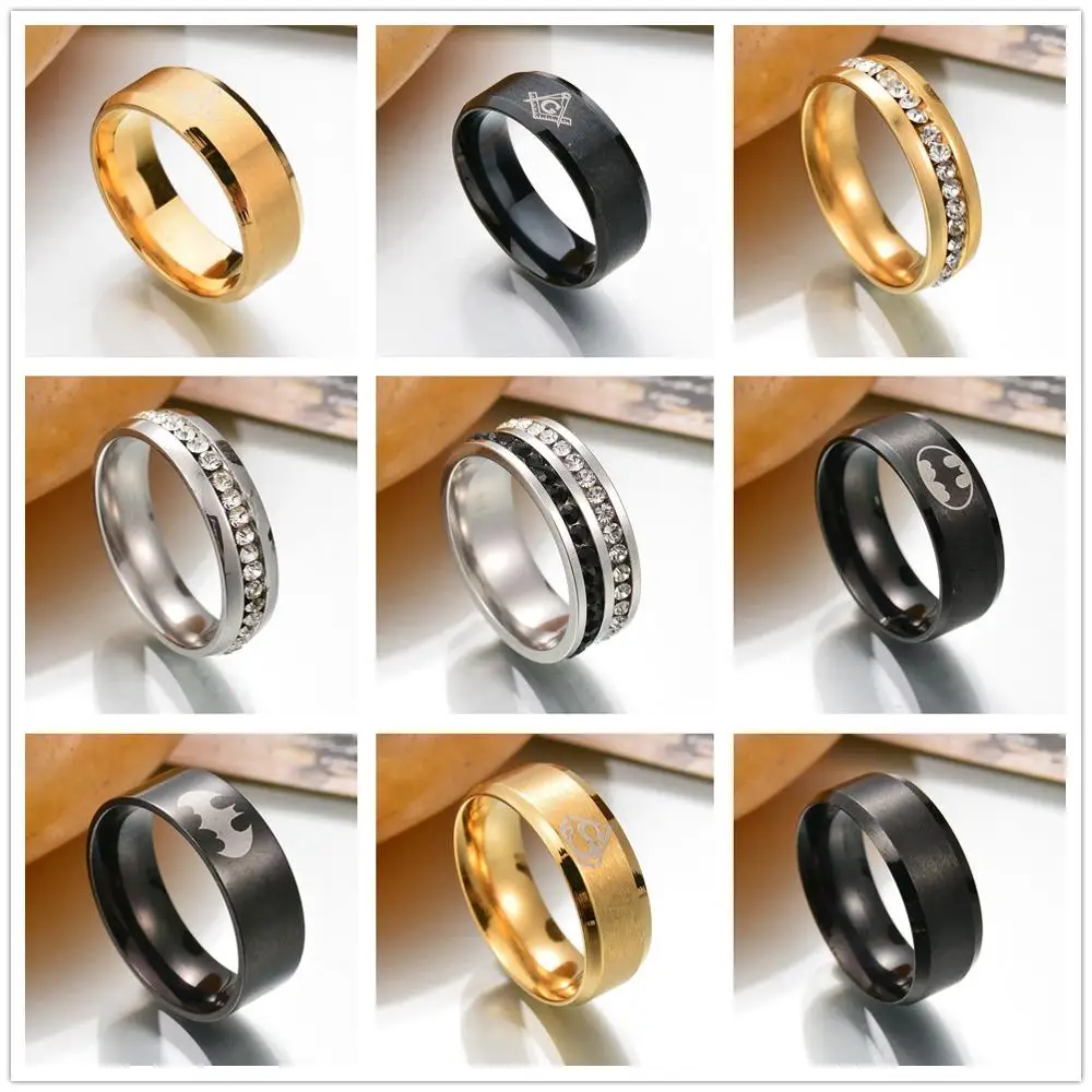 Новый бренд высокое качество простые черные/золотые свадебные кольца из