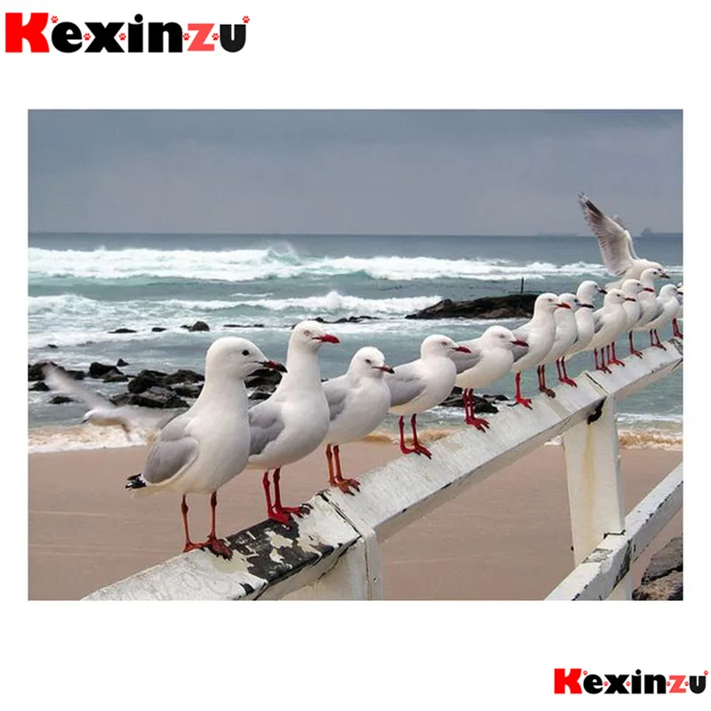 Kexinzu 5d набор "сделай сам"-картина с камнями (алмазная вышивка Чайка на берегу