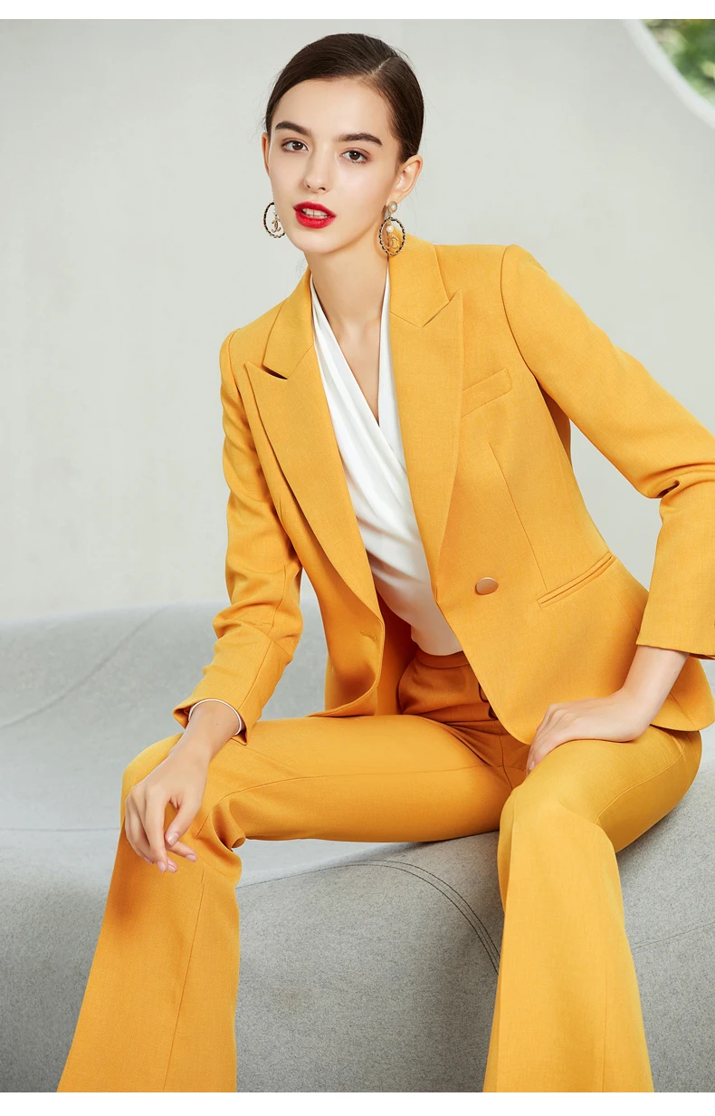 

Женский костюм из двух предметов, расклешенные брюки с отложным воротником, Деловой, Повседневный, офисный, Индивидуальный размер (пиджак + ...