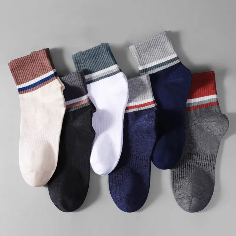 

Вязаные полосатые носки для бега, Повседневная Уличная одежда, дизайнерские нескользящие носки, Компрессионные носки с впитывающим пот