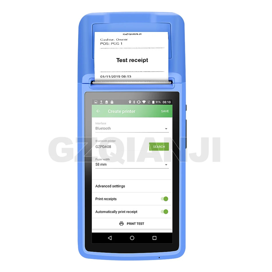 POS Android 6,0 PDA портативный pos-терминал PDA 3g NFC WiFi с камерой чековый принтер 58 мм для рынка мобильных заказов