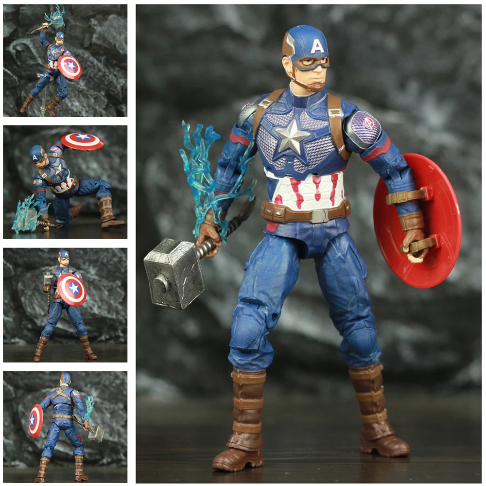 Marvel-boneco de ação do capitão américa, 7 polegadas, mijolnir, escudo, steve hss, vingadores, filme endgame 4, spuer hero zd, brinquedos