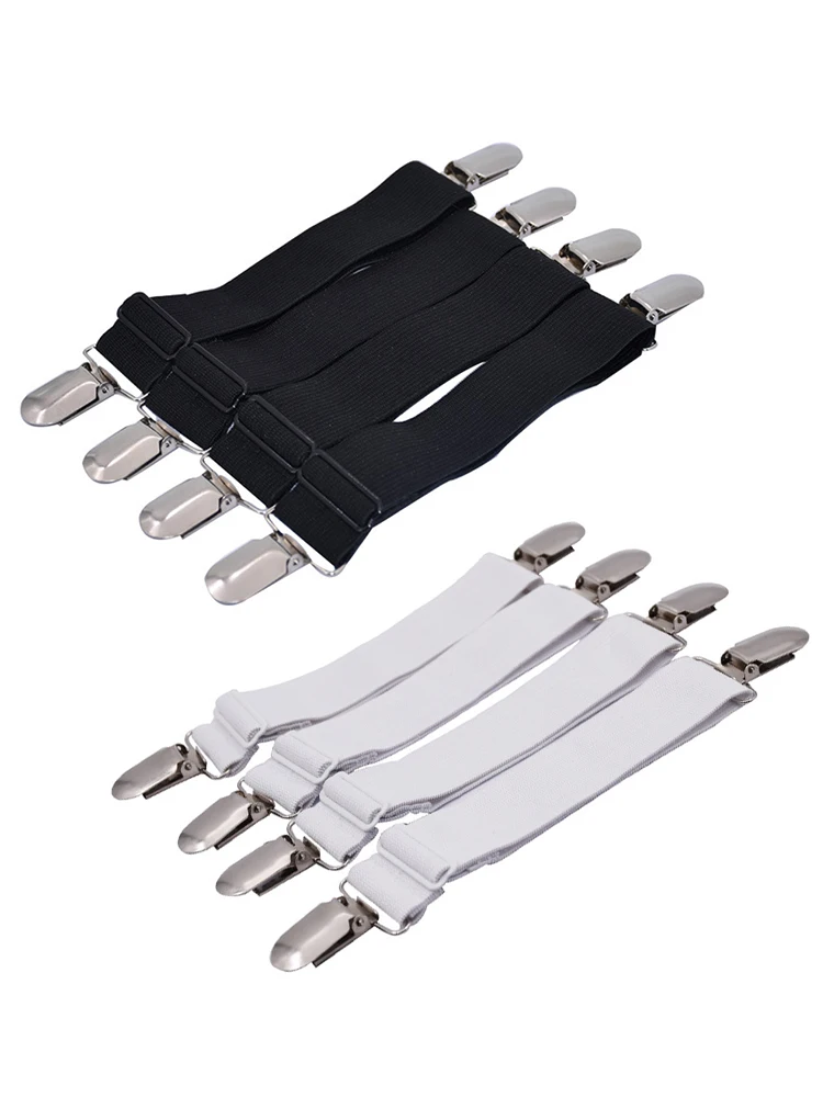 

4PCS Ironing Board Cover Clip Elastic Ironing Cover Fasteners Adjustable Fit Elastic Brace Suspender Tablecloth Sheet Bed Clips
