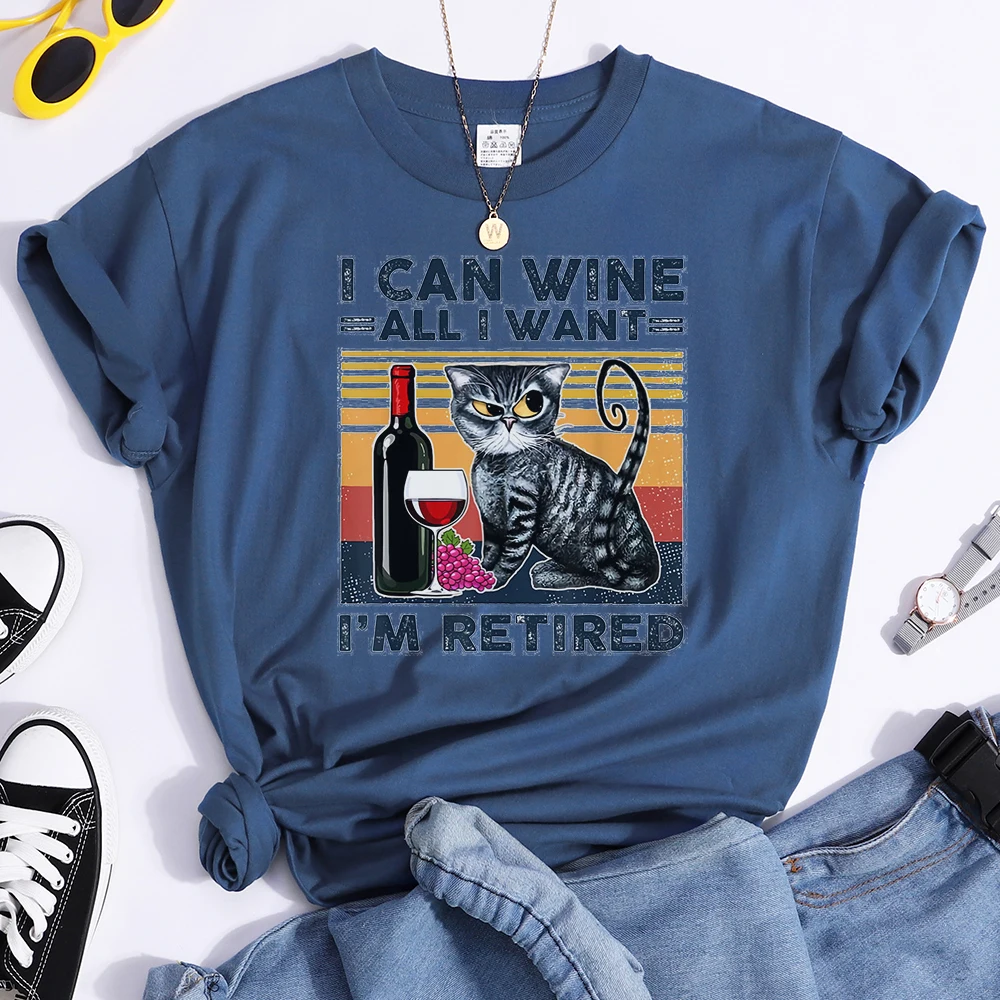 

Кот пьёт вино Женский печати т рубашки для мальчиков модные путешествия футболка новые приталенные качества с короткими рукавами эстетиче...
