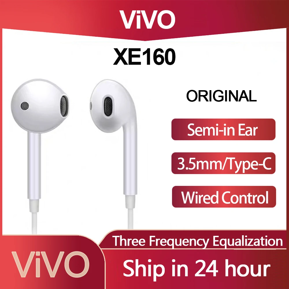 

Original ViVO XE160 Semi-in Ear Wired Earphone Wiredcontrol Three Frequency Equalization with Mic for Vivo Oppo Xiaomi Huawei