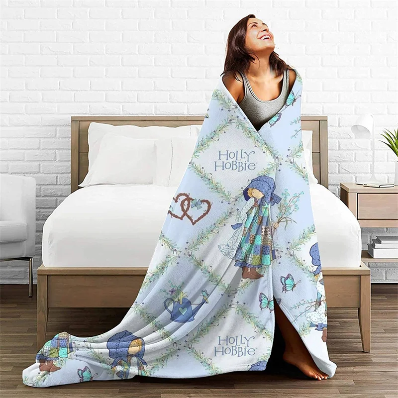 

Holly Hobbie Blue Navajo Cubre Camara Green Throw Blanket 3D Print On Demand Sherpa Super Comfortable For Sofa Thin Quilt