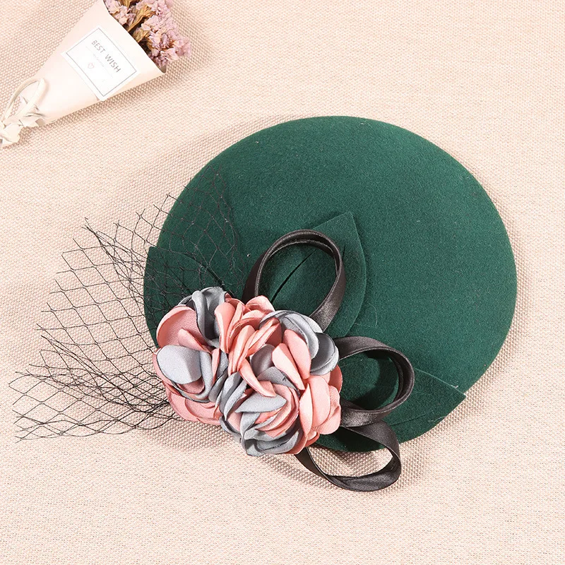 Женская шерстяная сетчатая шляпа с фатурой свадебная цветами свадебные подарки