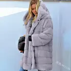 Зимнее пальто из искусственного меха норки с капюшоном, роскошное пальто из искусственного меха, новинка, женское однотонное меховое теплое пальто с длинными рукавами и капюшоном из искусственного меха