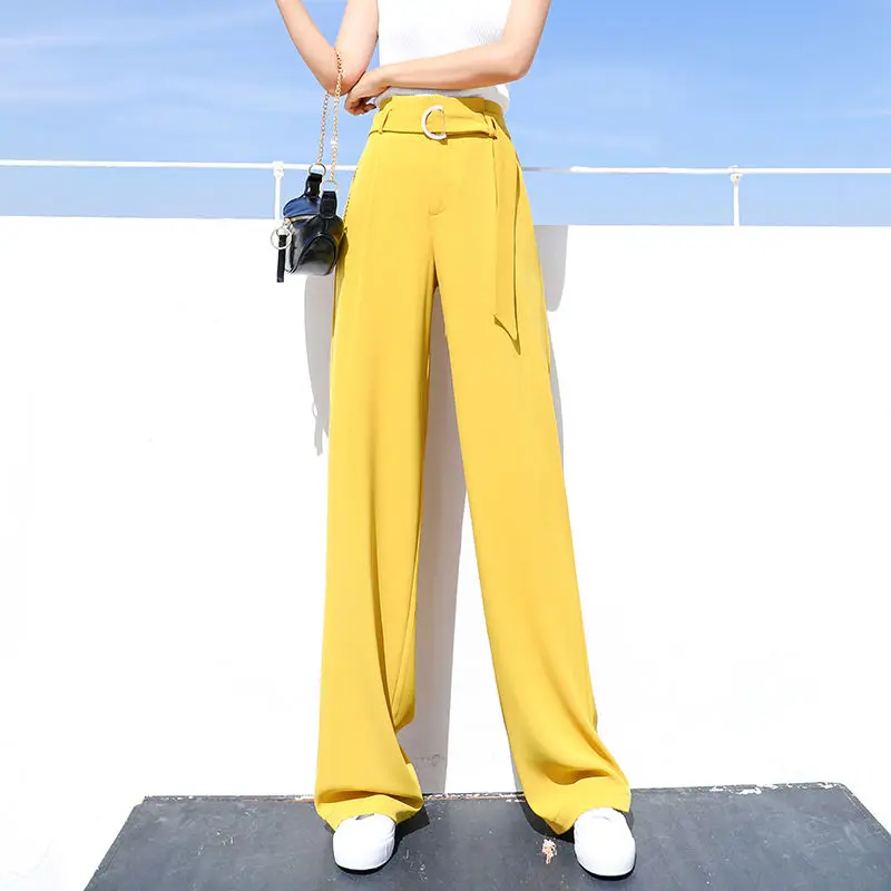 

Summer thin broad-legged pants women high waist drop feeling tall tall extended straight tube pants straight tube pants loose sl
