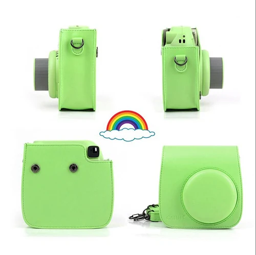Lime green Fujifilm Instax Mini camera Bag ColorfuI мгновенный аксессуар для камеры из искусственной кожи чехол с плечевым ремнем для Instax Mini 9 Min8 8 - Цвет: Lime green