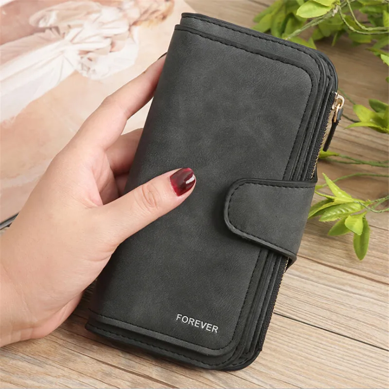 

Wallet Brand Coin Purse Scrub Leather Women Wallet Money Phone Bag Female Snap Card Holder Ladies Long Clutch Carteira Feminina