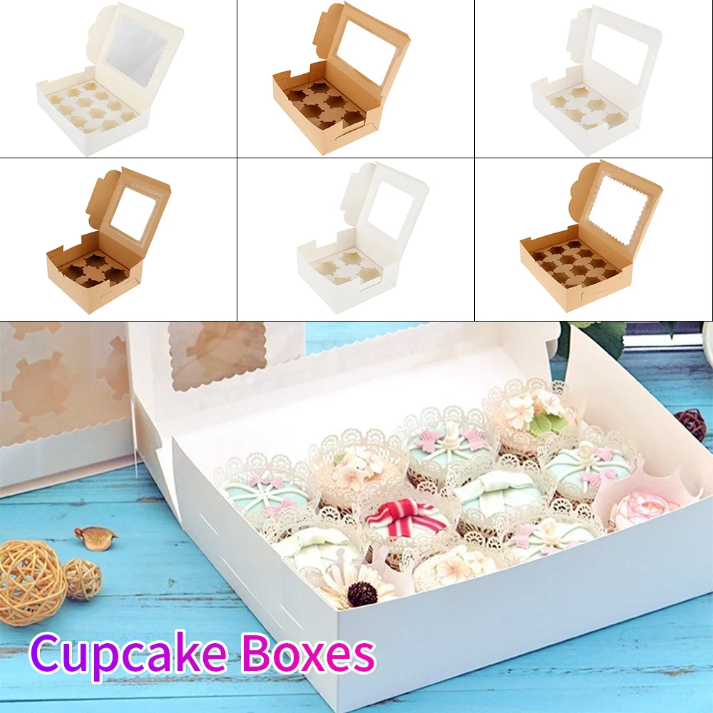 

6pcs Transparent Cake Box with Handle Cupcake Swiss Clear Plastic Portable PET Packing Gift Box Roll Long