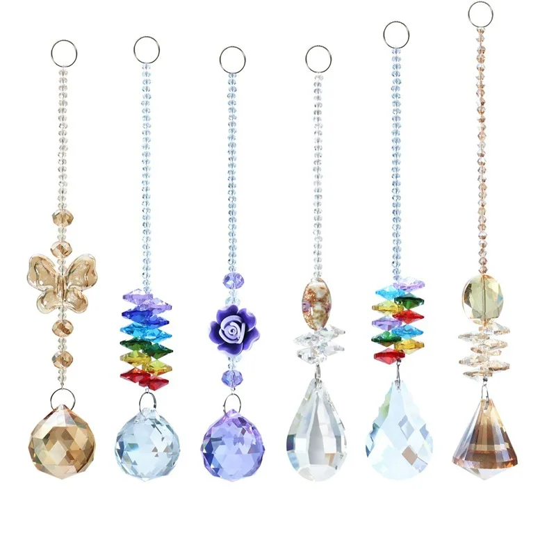 

Creative Butterfly Rose Water Drop Crystal Ball Prism Rainbow Chandelier Sun Catcher DIY Wedding Xmas Tree Home Hanging Ornament
