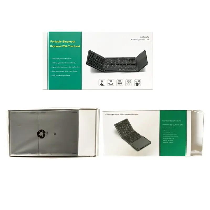 

Universal Three Flipping Wireless Bluetooth Folding Mini Keyboard with Touchpad
