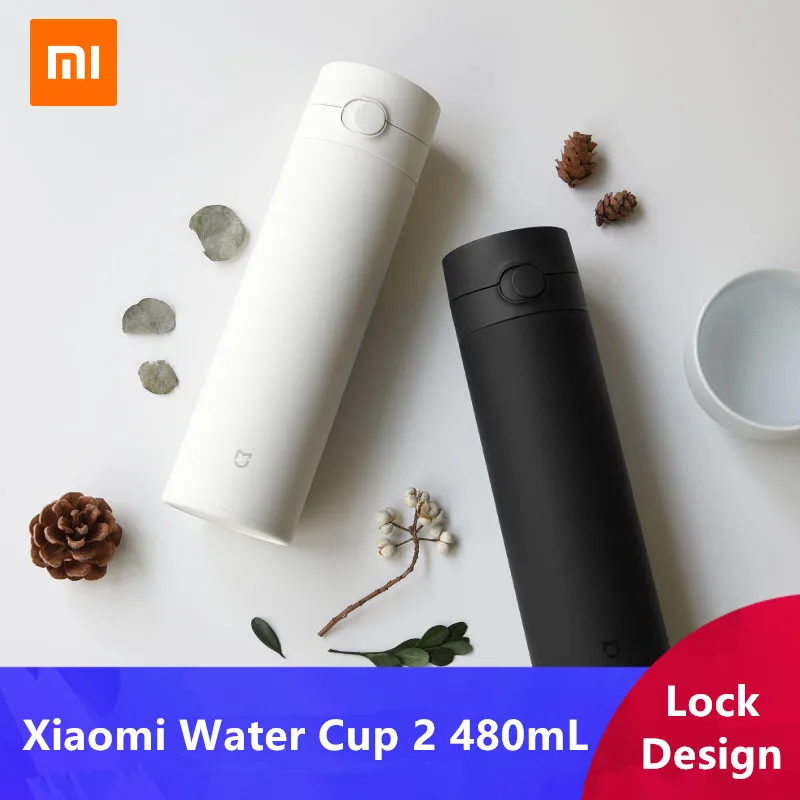 

XIAOMI Новинка Xiaomi чашка для воды 2 поколения 480 мл Термос сохраняющий тепло/холодную чашку дорожная портативная конструкция с замком из нержав...