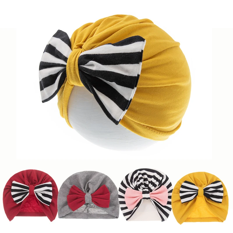 

Kids Boys Girls India Beanie Hat Baby Turban Top Knot Hat Toddler Pleated Bows Cute Gifts Cotton Caps Head Wrap Infant Headwear