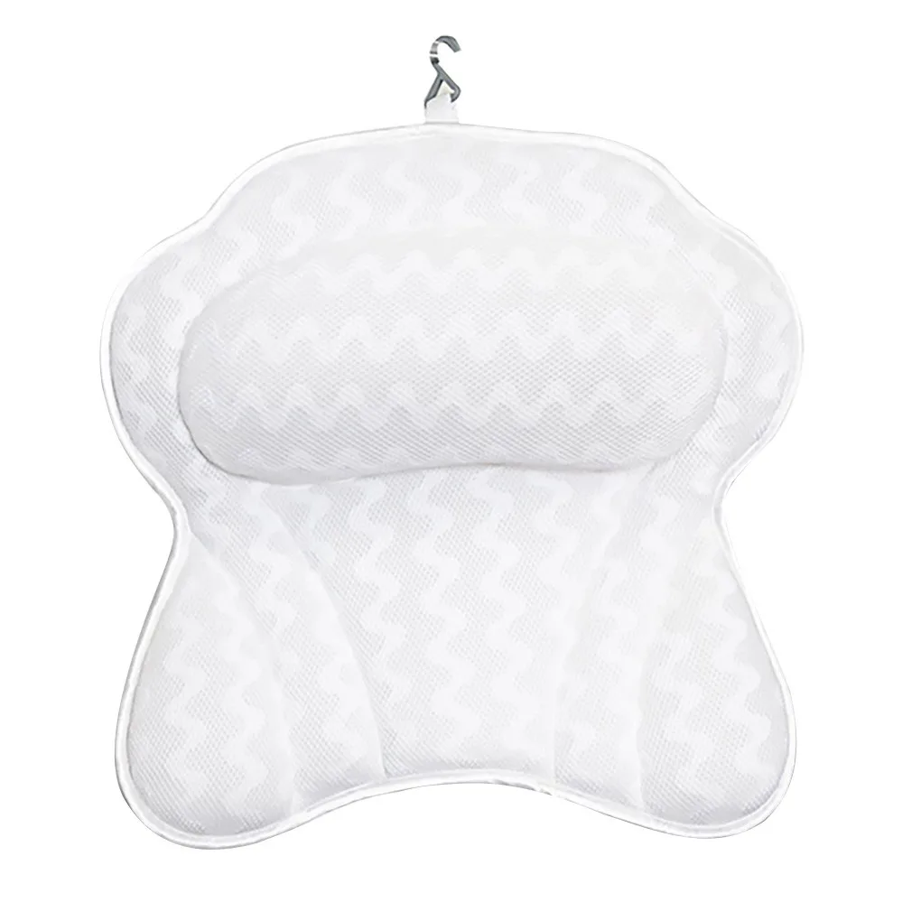 

Подушка для ванной на присоске, удобная воздушная сетчатая для шеи, спины и плеч, с поддержкой душа, с 3D вентиляцией, для спа-ванны