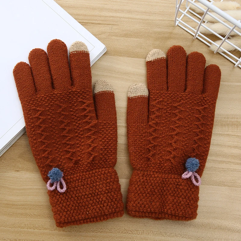 Перчатки зимние Guantes Invierno Mujer плюс толстые теплые Neri бархатные пять пальцев