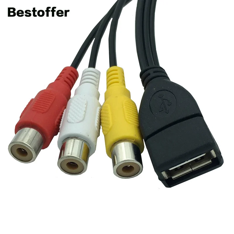 1 5 метра USB 2 0 A до 3 RCA Phono AV гнездовой разъем кабель Ведущий ПК ТВ AUX аудио видео