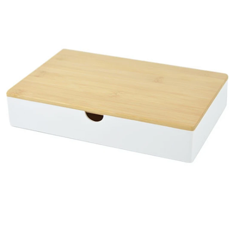 Ящик для хранения с бамбуковой крышкой настольный органайзер стойка косметики