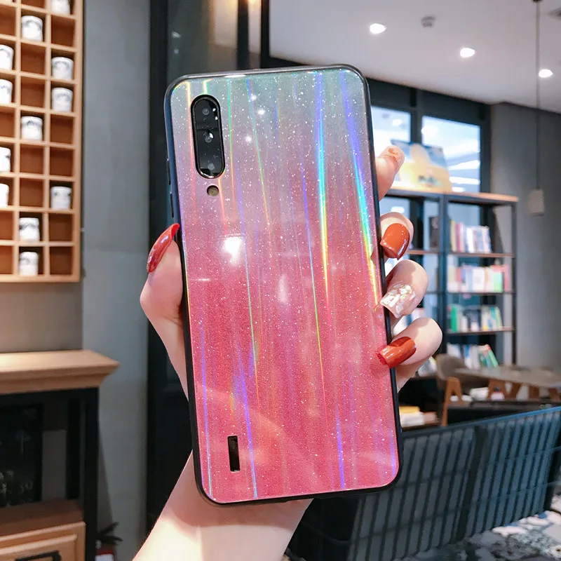 Redmi Note 7 роскошный блестящий чехол для телефона с лазерным стеклом Xiaomi mi8 8SE mi9 9SE CC9