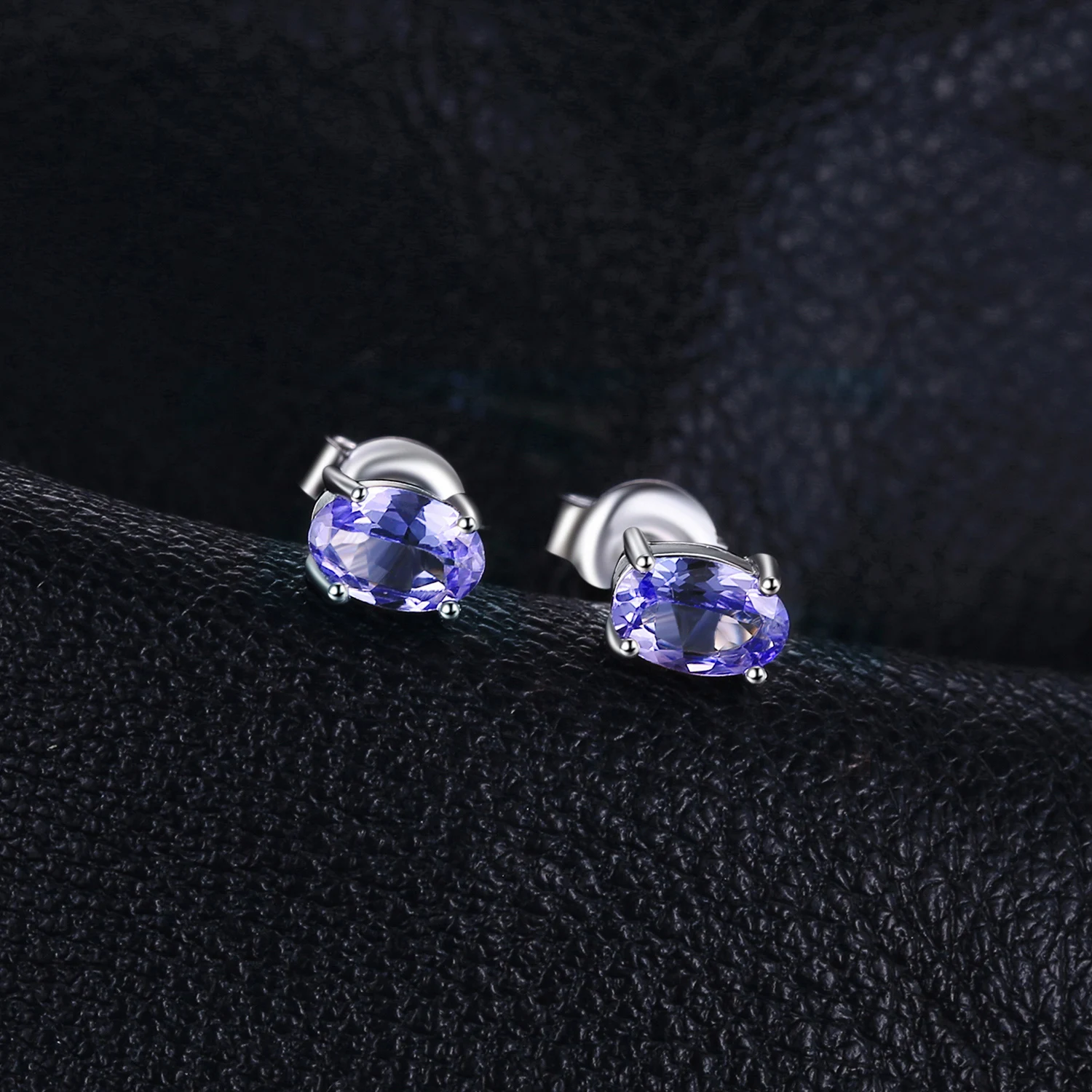 Jewelrypalace стерлингового серебра 925 1ct натуральный Танзанит Серьги-гвоздики заявление моды Серьги для Для женщин Красивые ювелирные изделия