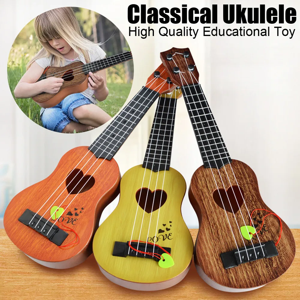 Funny Ukulele Musical Instrument Kids Montessori Toys for Children School Play Game Education Christmas Birthday Gift @A |