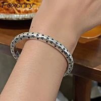 foxanry 925 sterling silver opening brcacelet bangles for women ins fashion vintage punk stars party jewelry gifts wholesale