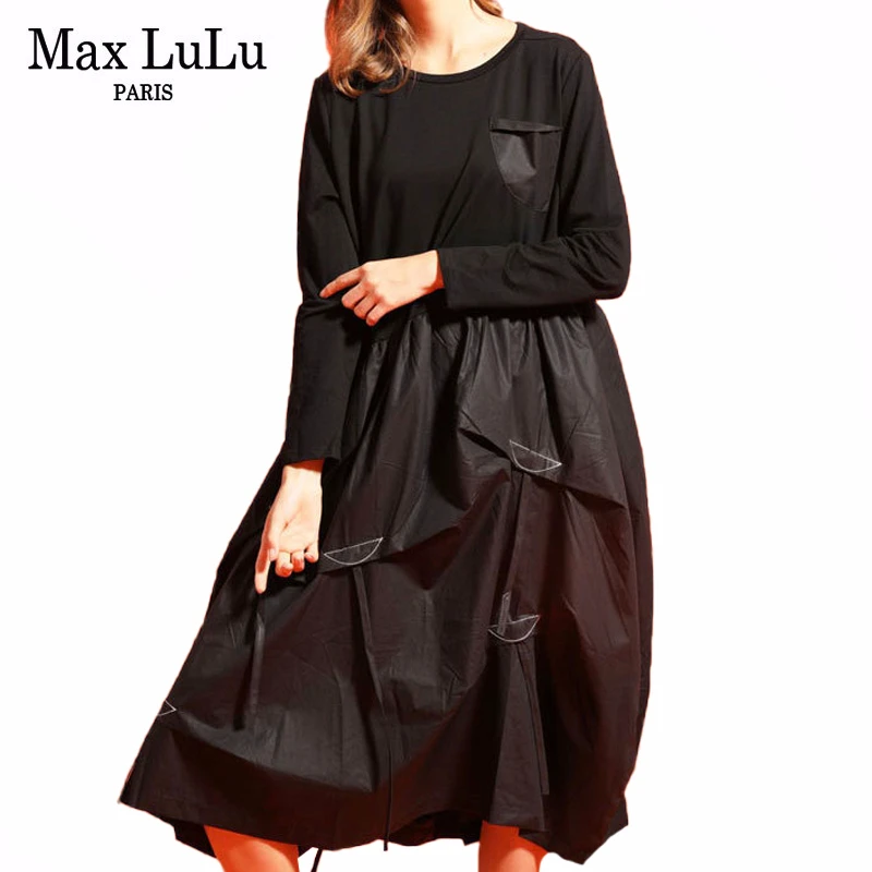 Max LuLu 2020 модные женские платья в Корейском стиле панк осенние элегантные черные