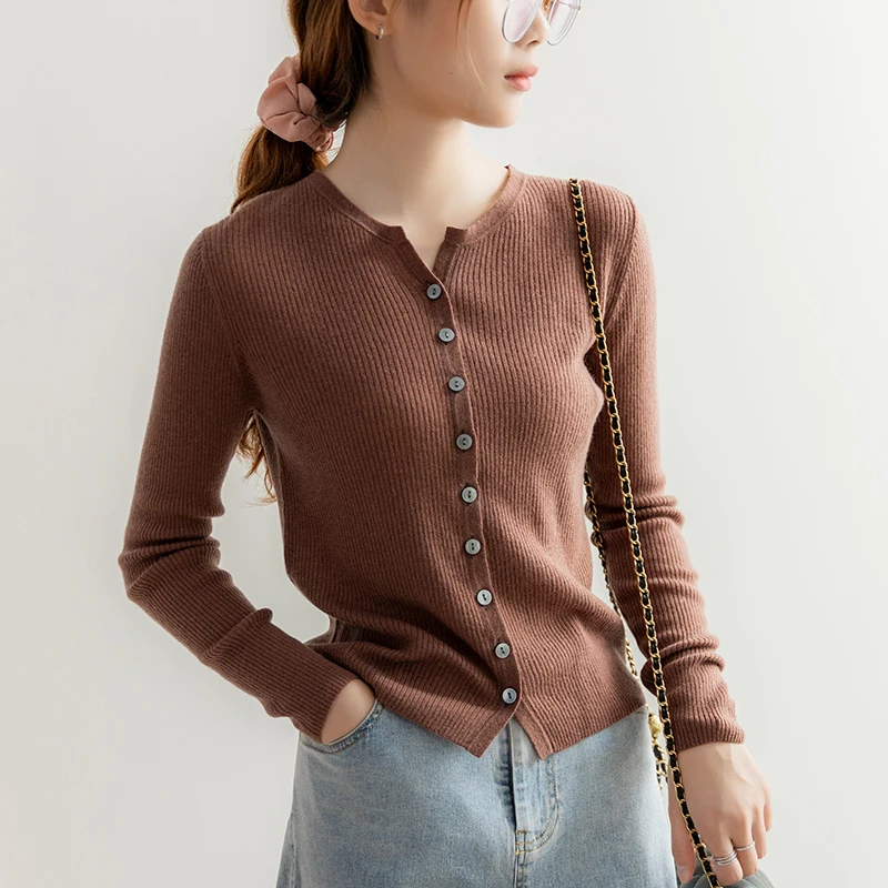 

Hot Sale Women 100% Cashmere And Wool Female Elasticity Solid Knitted Cardigans New V-Collar Women Tops Autumn Winter Girl Cloth