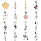 Новый 2019 100% 925 стерлингового серебра роза с Love Note на высоком каблуке подвеска амулет, подгонка, сделай сам Оригинальный Женский браслет, ювелирное изделие, подарок