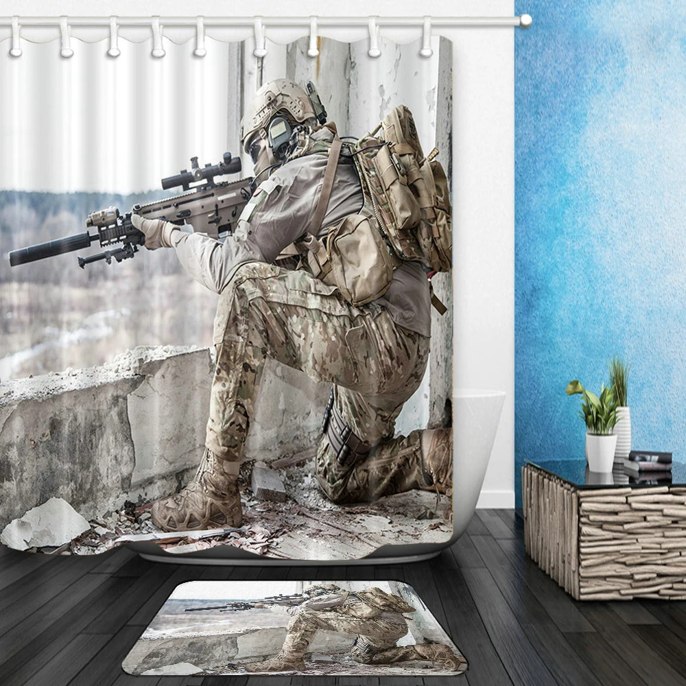 Набор штор для душа из спецназа солдат декор ванной комнаты занавеска и
