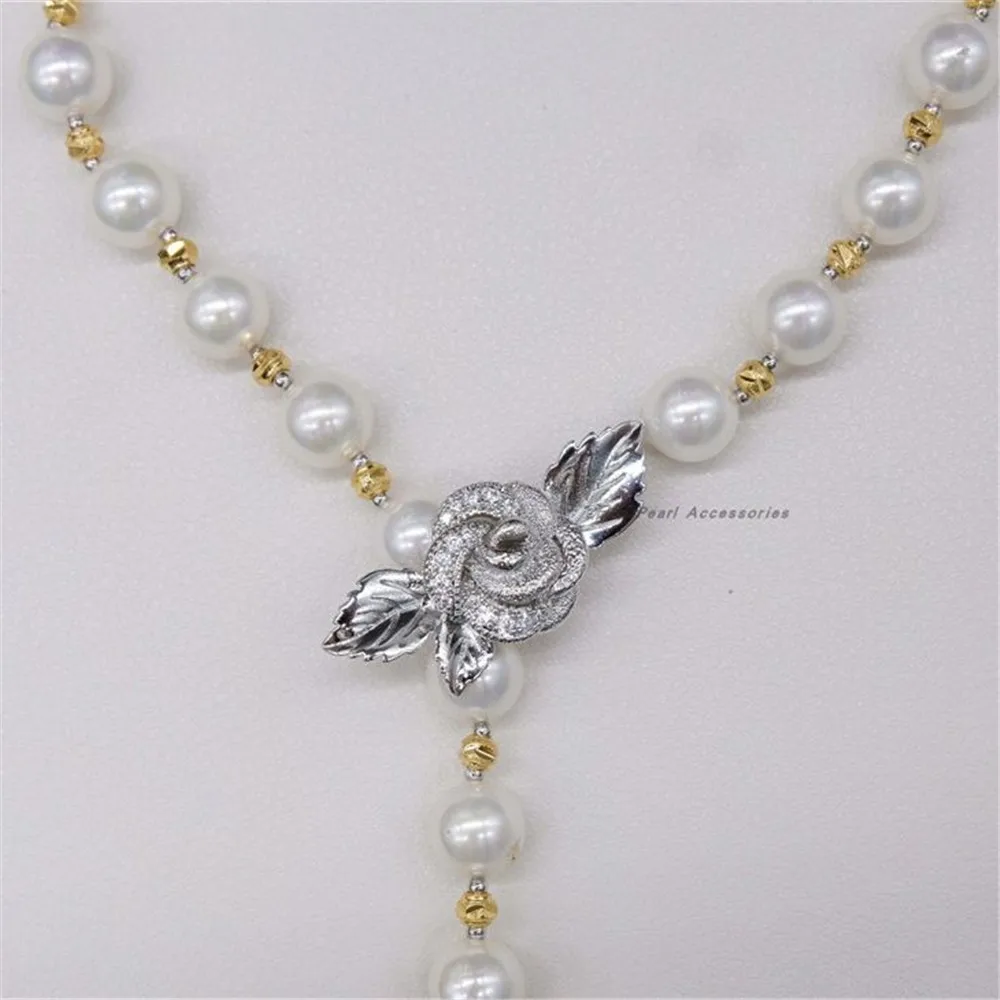 

DIY pearl jewelry accessories high quality rose leaf sweater chain buckle copper plating 18K Gold