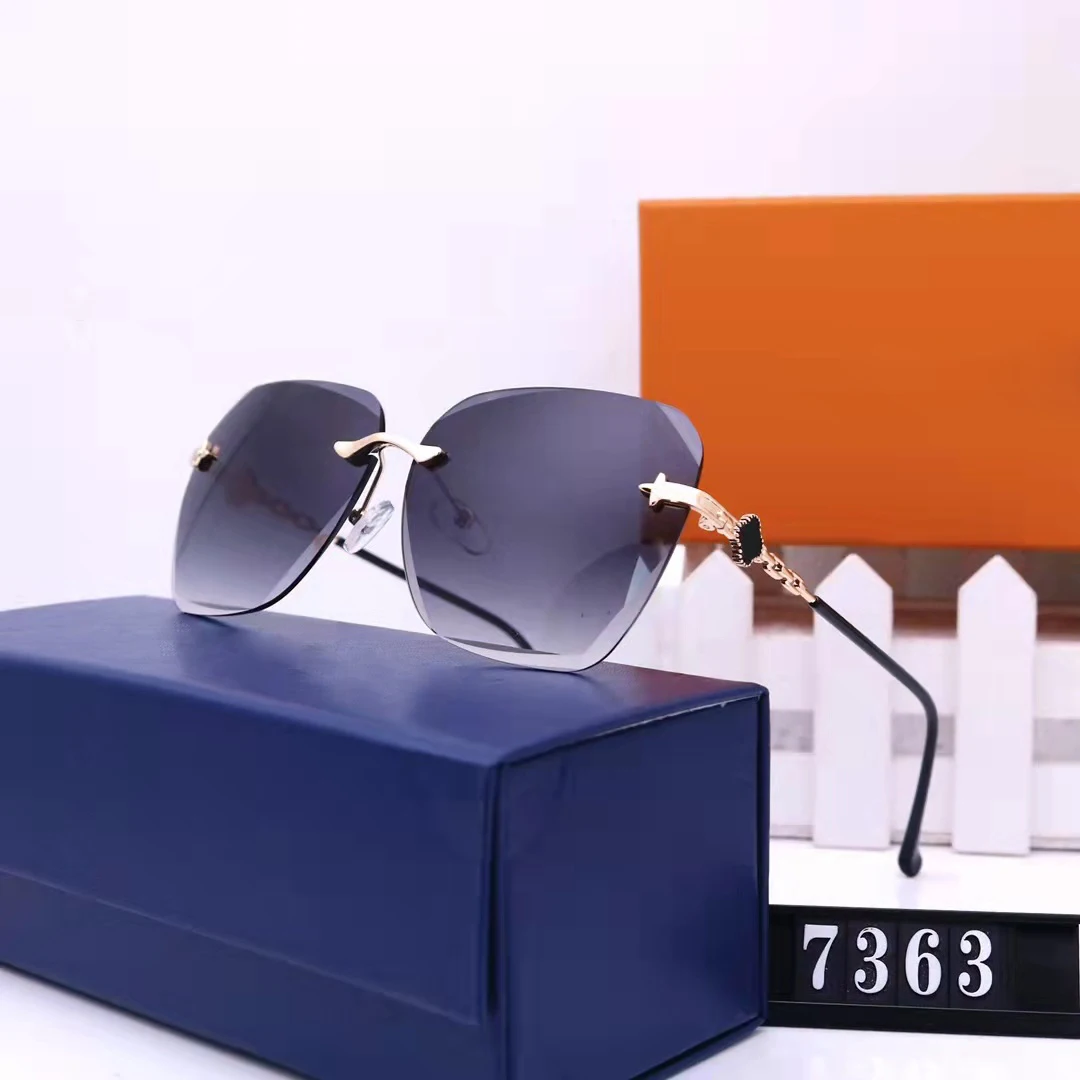 

New Rimless Fashion Sunglasses Women Luxury Brand Designer Big Frame Trimming Sun Glasses Female Elegant Shades Retro Gift