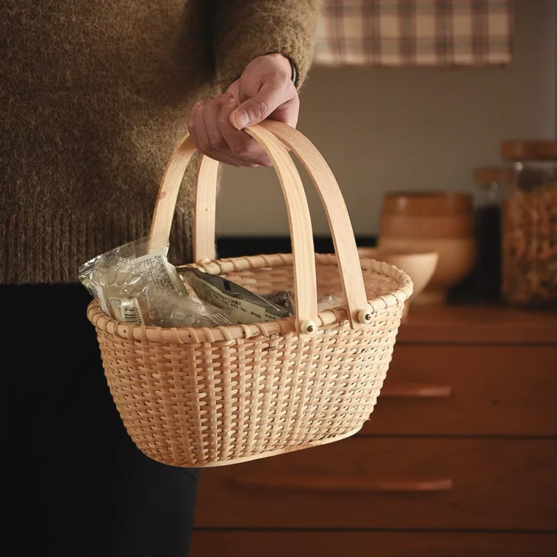 Портативная корзина для фруктов из ротанга ручная коробка хранения органайзер