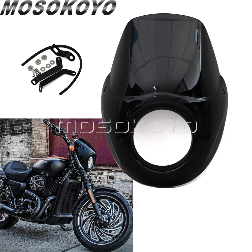

Black Motorcycle Headlight Fairing Windscreen w/ Mount Kit for Harley Street 750 500 Street Rod XG750A XG750 XG500 2015-2020