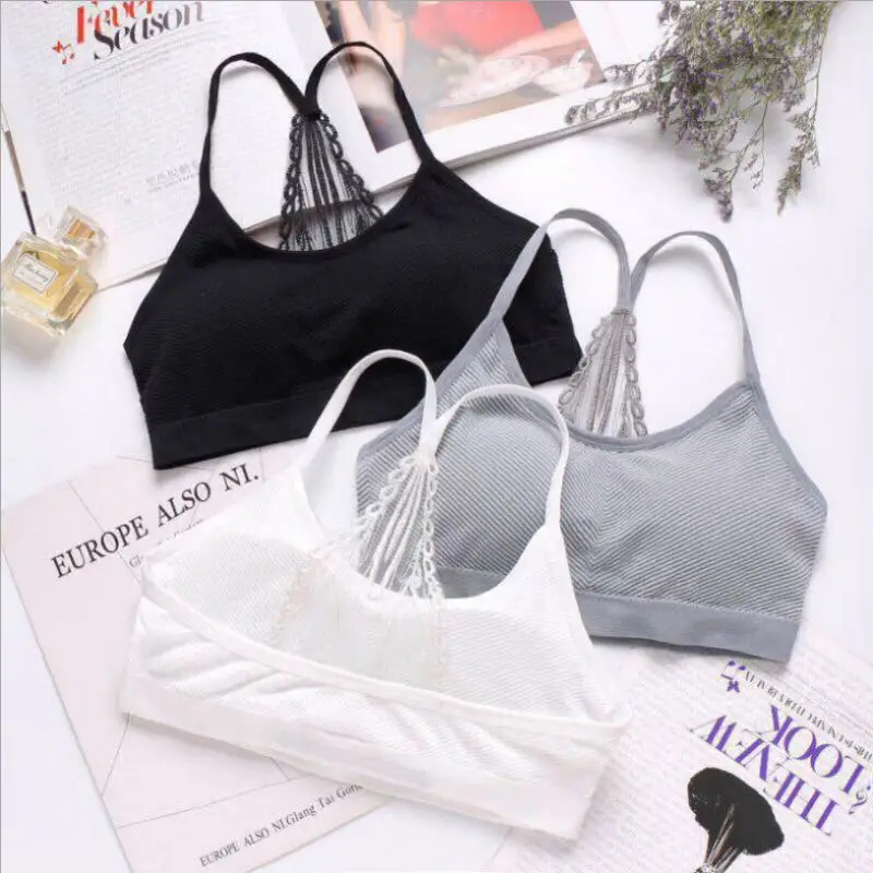 Женский бюстгальтер Привлекательный Топ без косточек однотонный с подушечкой