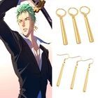 Аниме ророноа Зоро серьги золотые ушные крючки клипсы Висячие серьги для женщин Косплей металлические ювелирные изделия