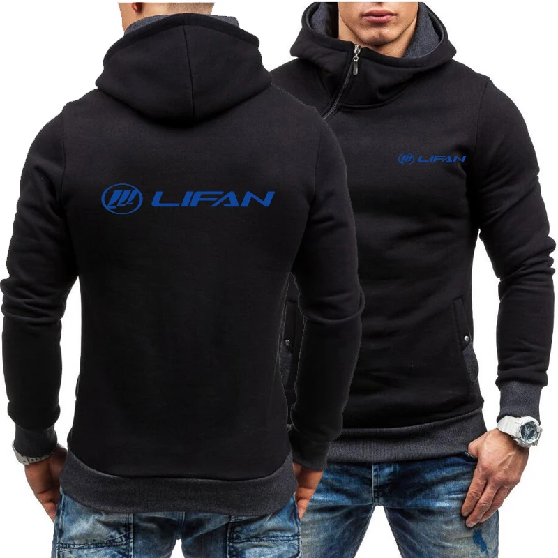 

2020 Spring Autumn new Men's Hoodie LIFAN Car Logo Print Casual Diagonal zipper Sweatshirts Man Hoody Clothing men A01