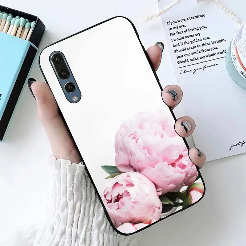 

Elegant Pink Purple Peony Flower Phone Case for Huawei P 8 9 10 20 30 40 lite pro Psamrt Cover