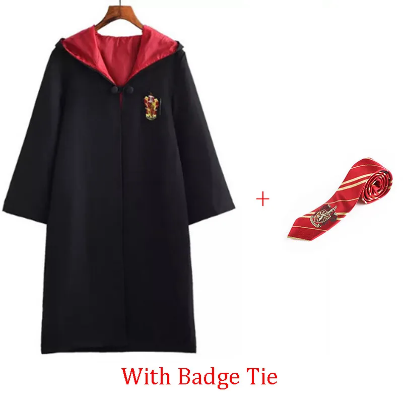 Gryffindor Badge Tie Костюмы для косплея, костюмы Поттера, волшебный халат, плащ, костюм Хогвартс, Униформа, плащ Гриффиндор Слизерин, Рейвенкло, хаффлпуф, Хэллоуин - Цвет: Gryffindor Badge Tie