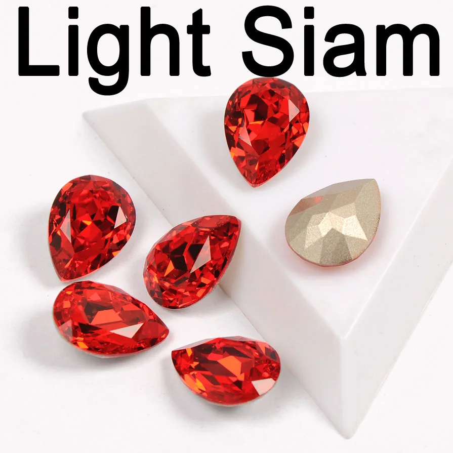 Light Siam CTPA3bI Colorful Crystal Drop Shape Loose or With Strass Rhinestones Sew On Glass Stones DIY Crown Jewelry Ring Pendant Dress - Цвет: Light Siam