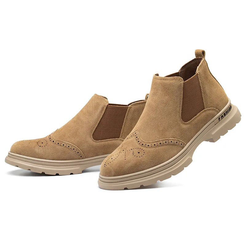 Мужские повседневные рабочие ботинки со стальным носком защитные из коровьей