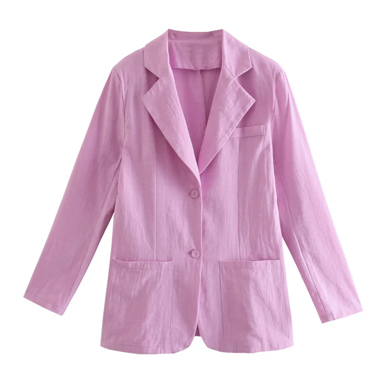

Spring and autumn women's casual solid color single-breasted pocket decoration thin jacket