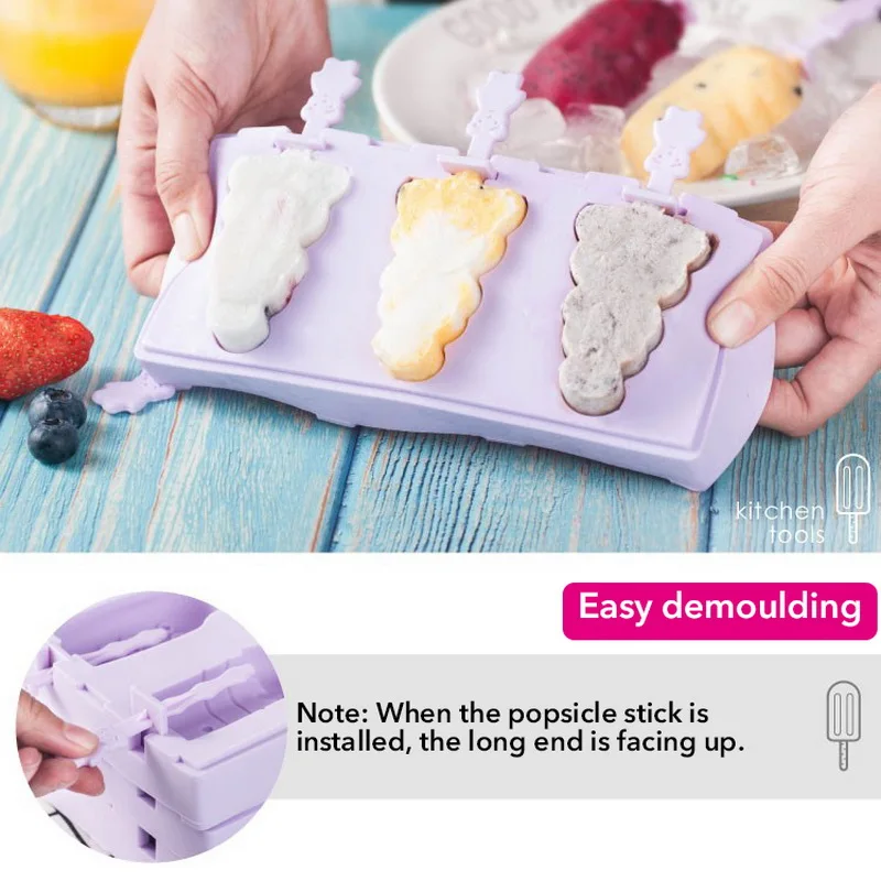 1 шт. формы для мороженого силиконовые многоразовые с 50 Деревянными Палочками