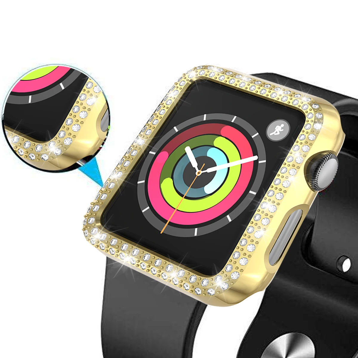 Чехол для часов с двумя алмазами для apple watch 5, 4, 3, 2, чехол 38 мм, 42 мм, 40 мм, 44 мм, защитный чехол для экрана для iWatch Series 5, 4